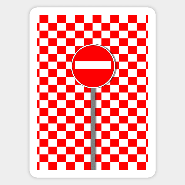 chequered NO ENTRY in red and white Sticker by mister-john